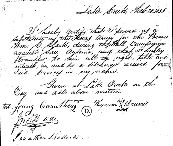 1836 Hyram Brumet to William Clark Lake Creek